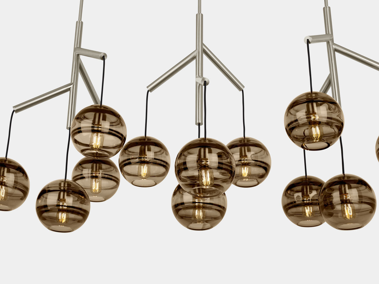 Sedona Triple Chandelier Triple Transparent Smoke Satin Nickel 2700K 90 CRI t14 led 90 cri 2700k 120v (t20/t24)