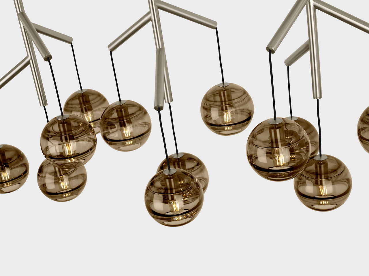 Sedona Triple Chandelier | Transparent Smoke Satin Nickel Bulb Not Included