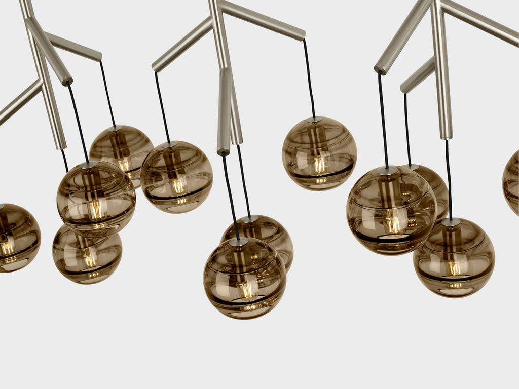 Sedona Triple Chandelier Triple Transparent Smoke Satin Nickel 2700K 90 CRI t14 led 90 cri 2700k 120v (t20/t24)