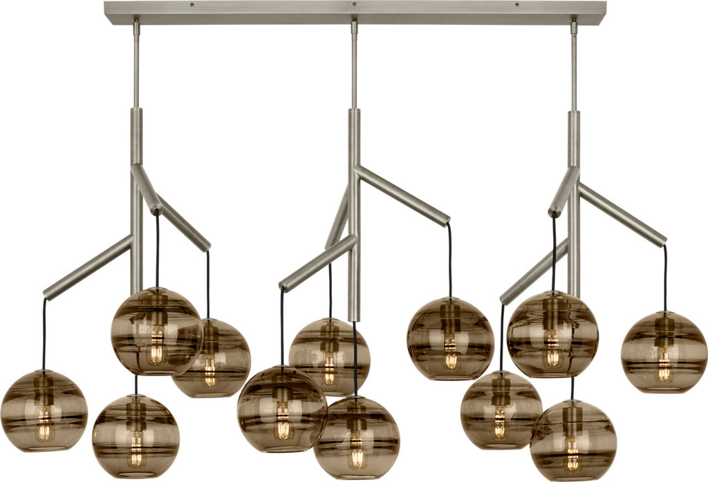 Sedona Triple Chandelier Triple Transparent Smoke Satin Nickel 2700K 90 CRI t14 led 90 cri 2700k 120v (t20/t24)