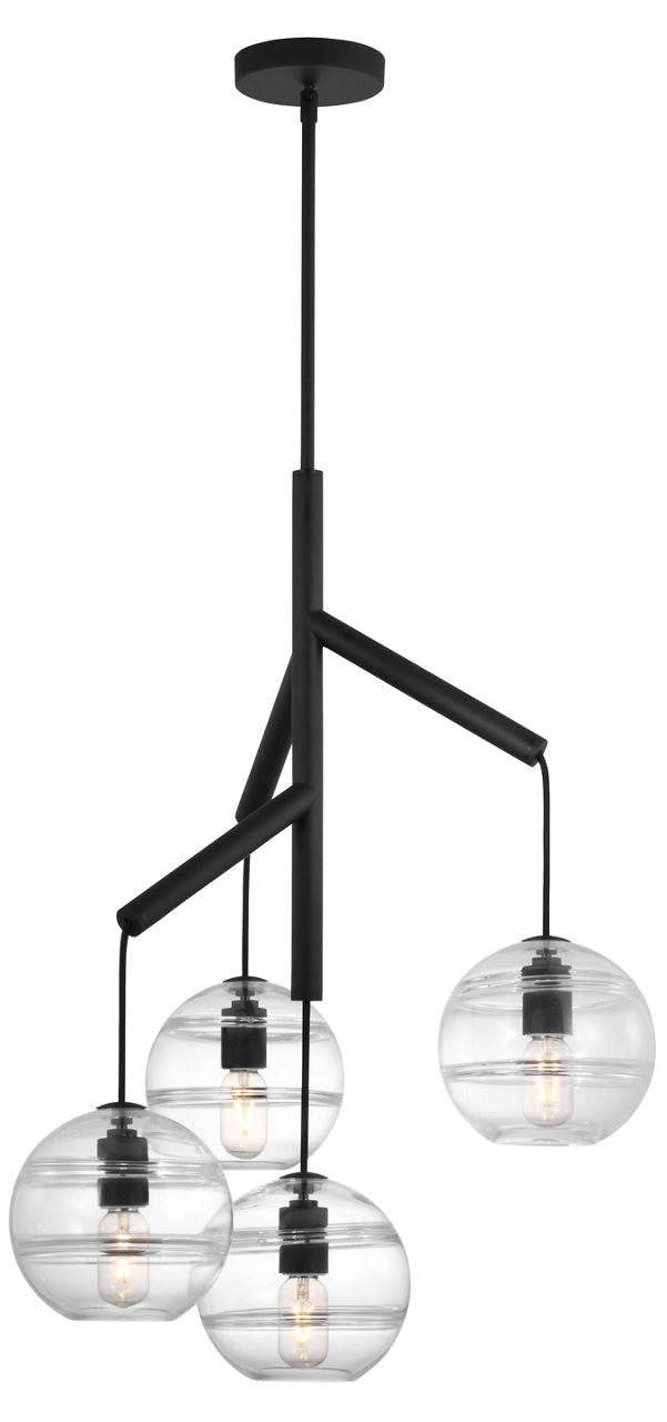 Sedona Single Chandelier Single Clear Nightshade Black T14 LED 2700K 90 CRI 120V