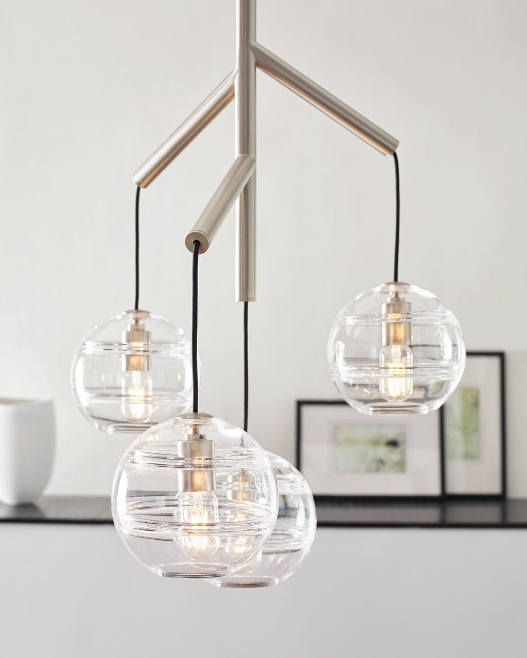 Sedona Single Chandelier Single Clear Satin Nickel 2700K 90 CRI t14 led 90 cri 2700k 120v