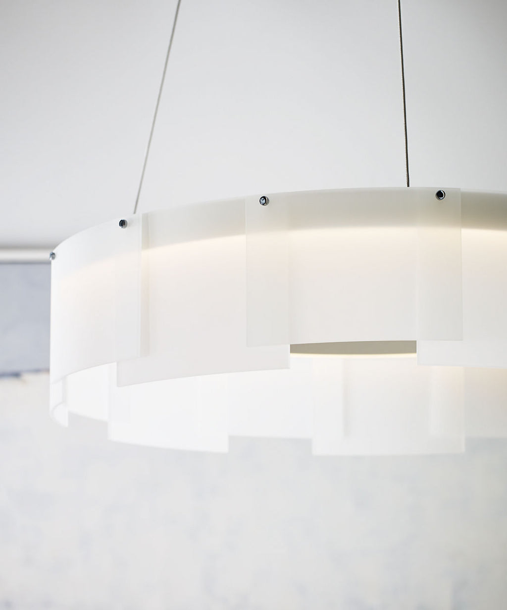 Stratos 30 Chandelier 30" Diameter Frost/Satin Nickel 2700K 90 CRI led 90 cri 2700k 120v