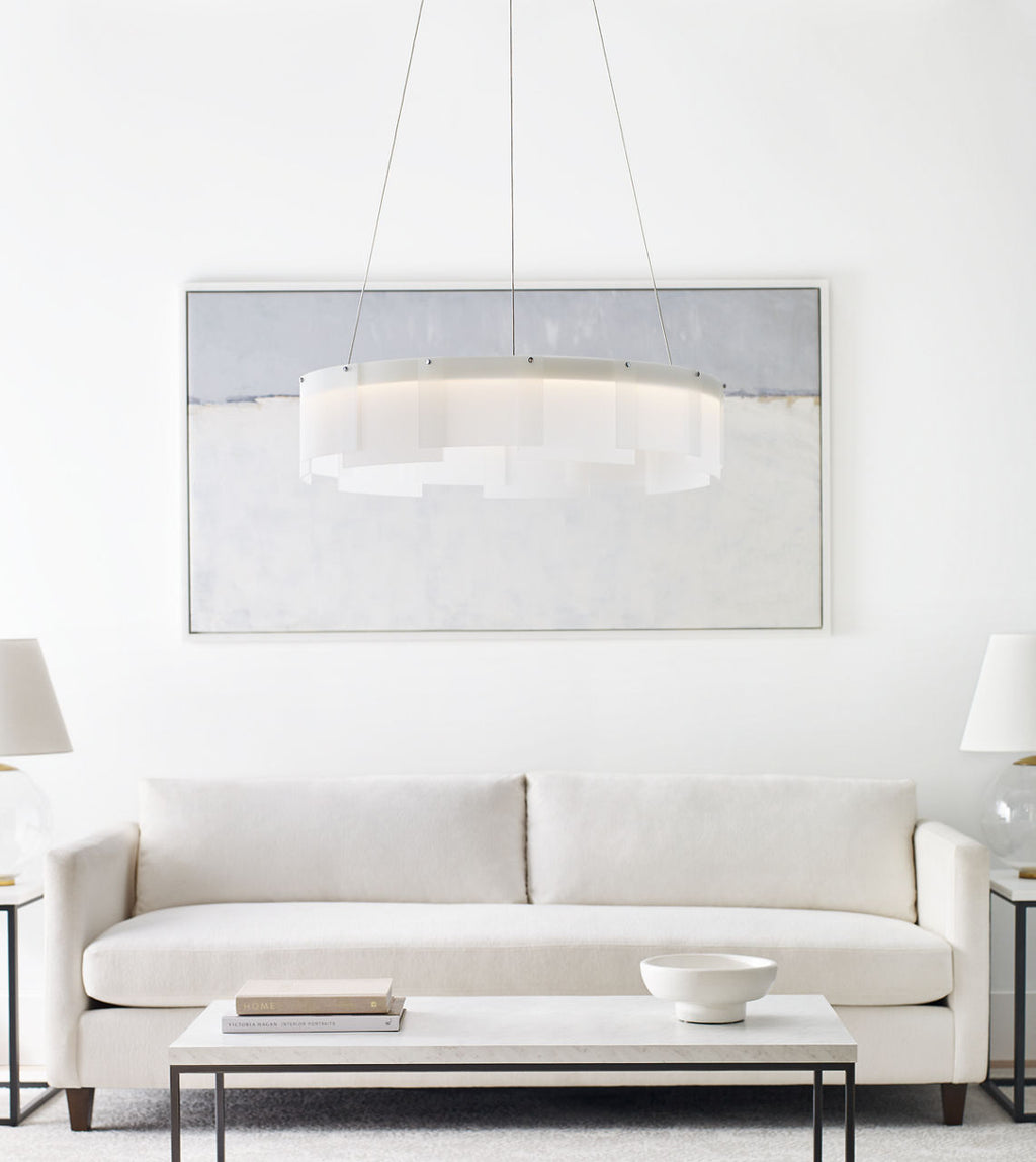 Stratos 30 Chandelier 30" Diameter Frost/Satin Nickel 2700K 90 CRI led 90 cri 2700k 120v