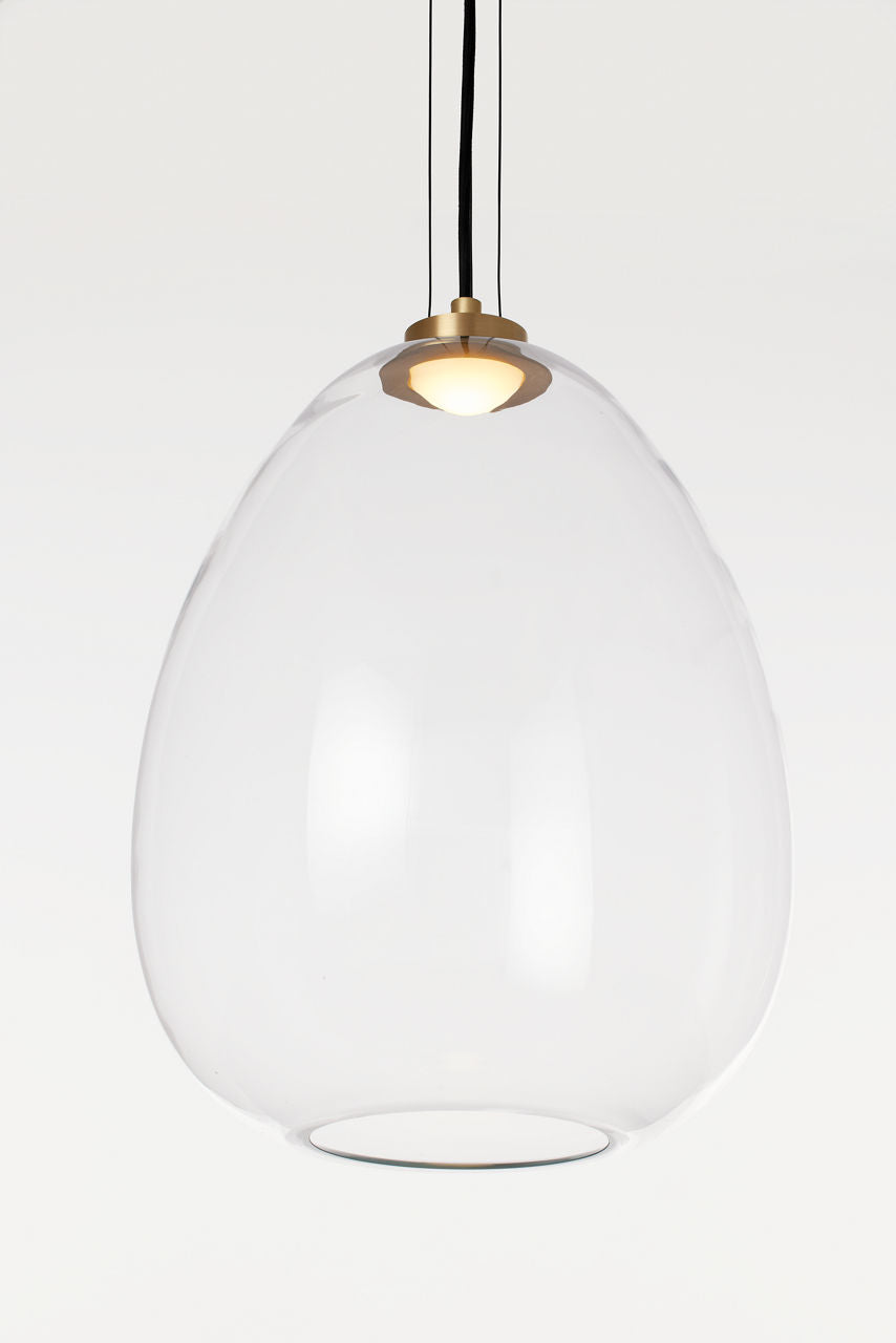 Kapoor Medium Pendant clear/Natural Brass LED 2700K 90 CRI 120-277V