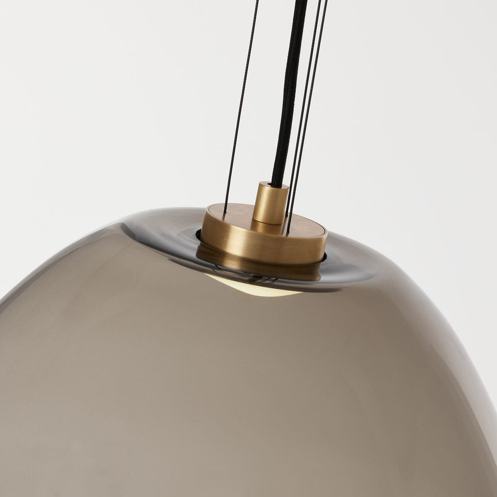 Kapoor Large Pendant transparent smoke/Natural Brass LED 2700K 90 CRI 120-277V