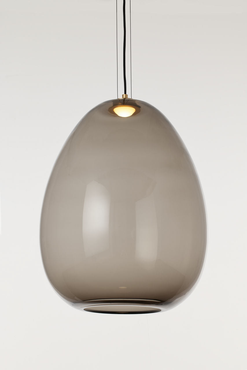 Kapoor Large Pendant transparent smoke/Natural Brass LED 2700K 90 CRI 120-277V