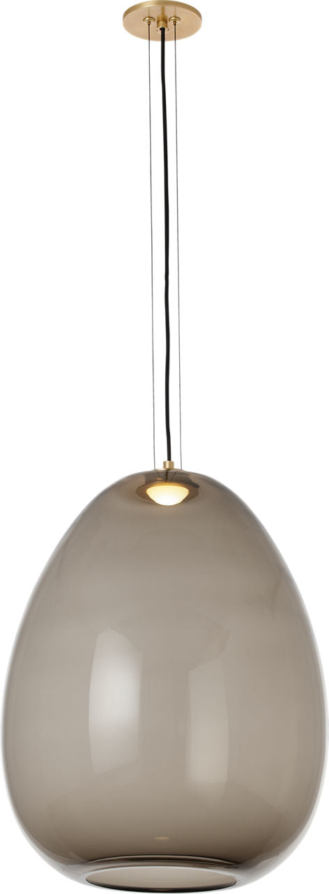 Kapoor Large Pendant transparent smoke/Natural Brass LED 2700K 90 CRI 120-277V
