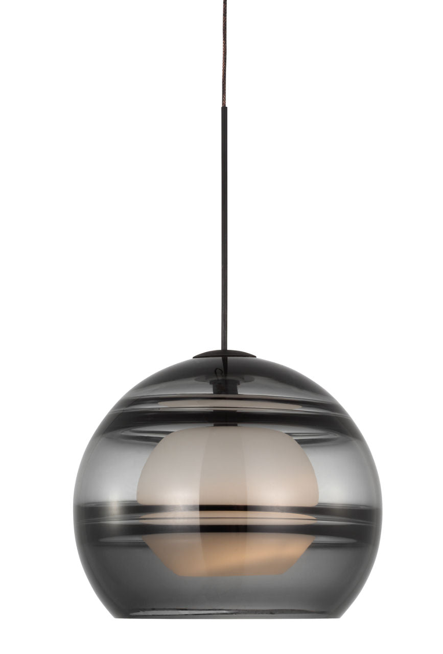 Sedona Large Pendant Transparent Smoke Nightshade Black Bulb Not Included