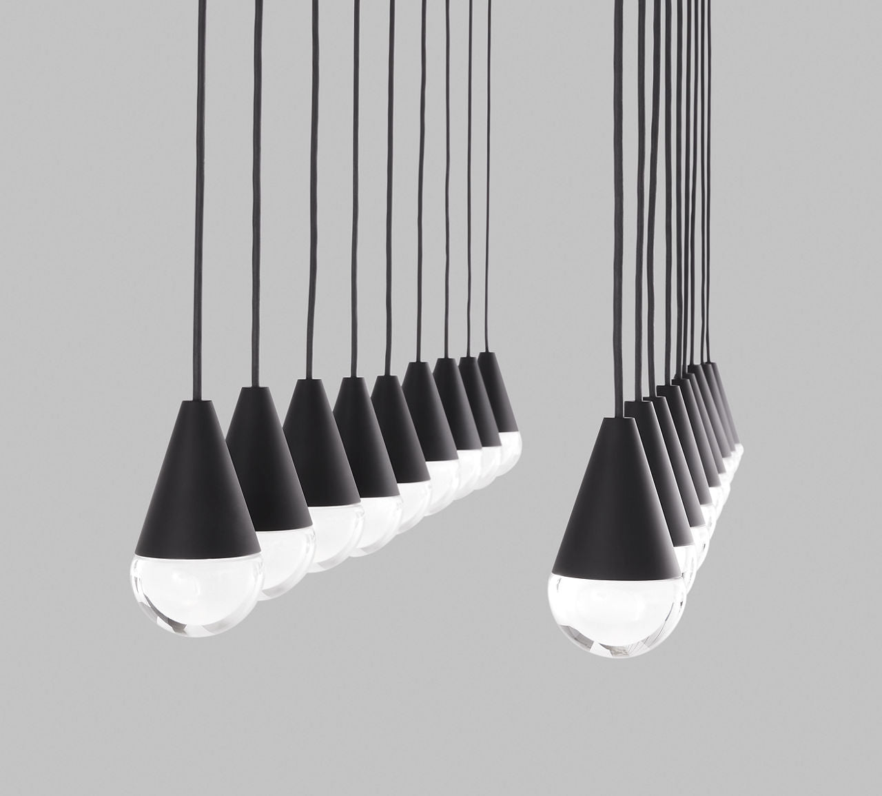 Cupola 18 Light Chandelier Nightshade Black Integrated LED 3000K 90 CRI 120V