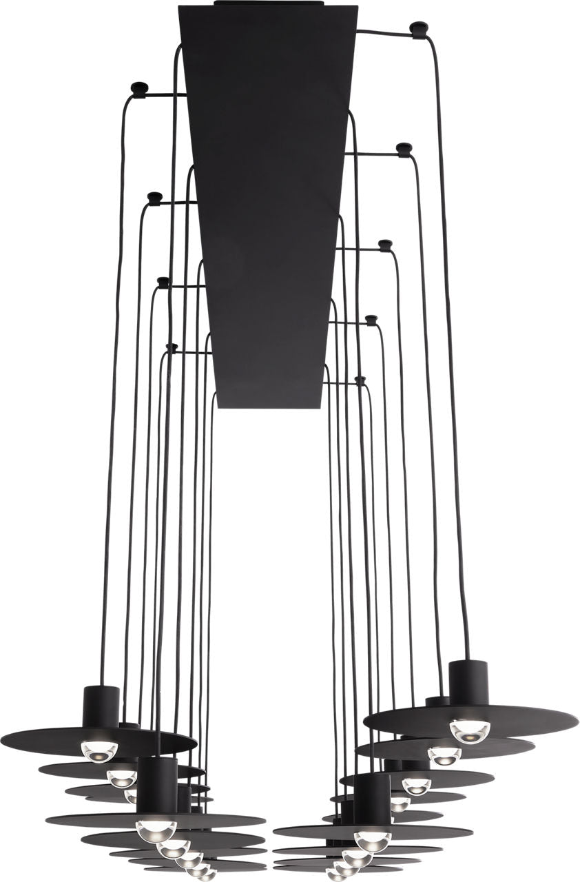 Eaves 18 Light Chandelier Nightshade Black Integrated LED 3000K 90 CRI 120V