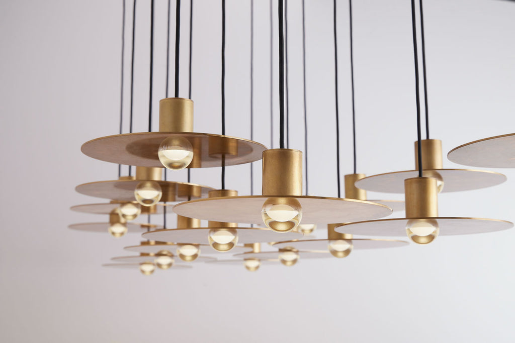 Eaves 18 Light Chandelier Natural Brass Integrated LED 3000K 90 CRI 120V