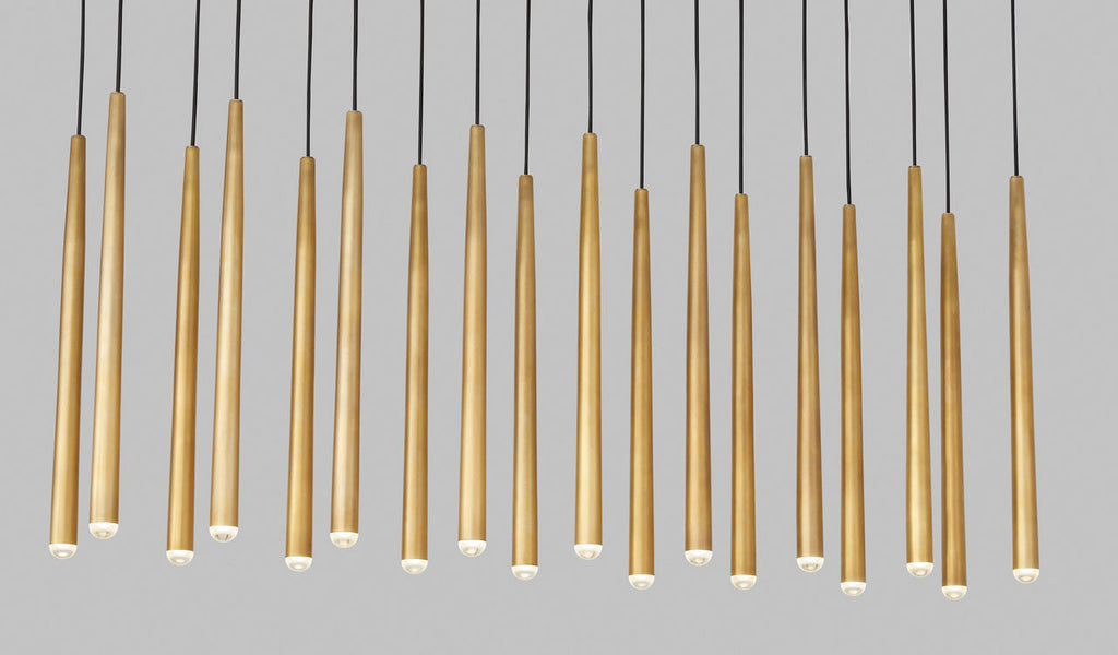 Pylon 18 Light Chandelier 18 Light Natural Brass 3000K 90 CRI integrated led 90 cri 3000k 120V