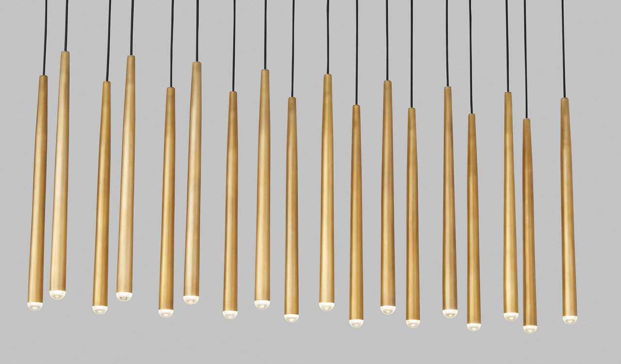 Pylon 18 Light Chandelier 18 Light Natural Brass 3000K 90 CRI integrated led 90 cri 3000k 120V