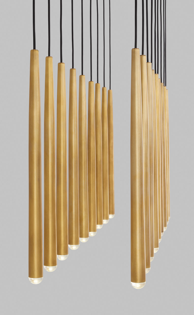 Pylon 18 Light Chandelier 18 Light Natural Brass 3000K 90 CRI integrated led 90 cri 3000k 120V