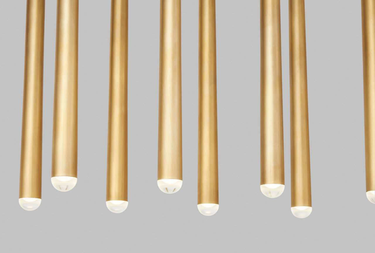Pylon 18 Light Chandelier 18 Light Natural Brass 3000K 90 CRI integrated led 90 cri 3000k 120V