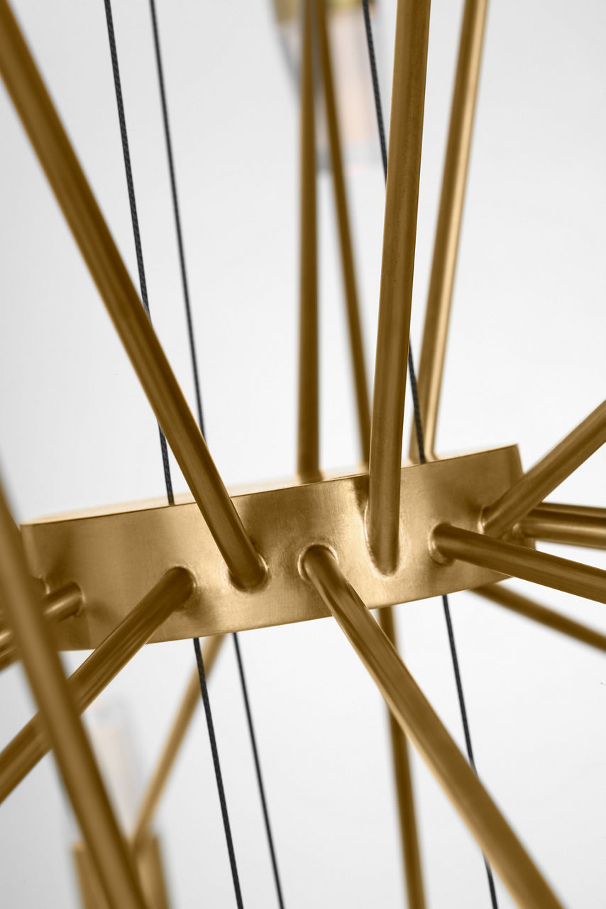 Lassell Three Tier Tall X-Large Chandelier | Natural Brass 2700K 120V