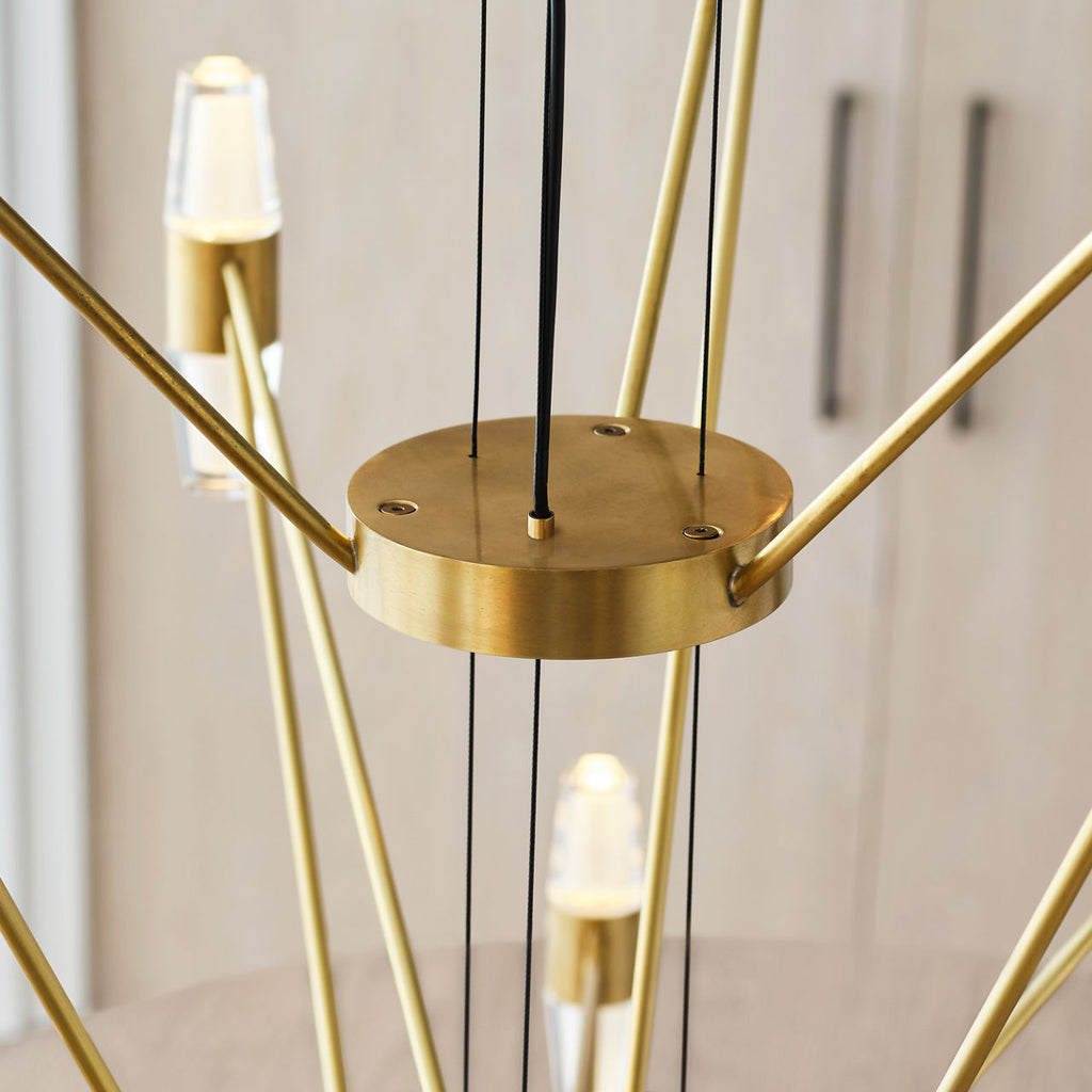 Lassell Three Tier Tall X-Large Chandelier | Natural Brass 2700K 120V