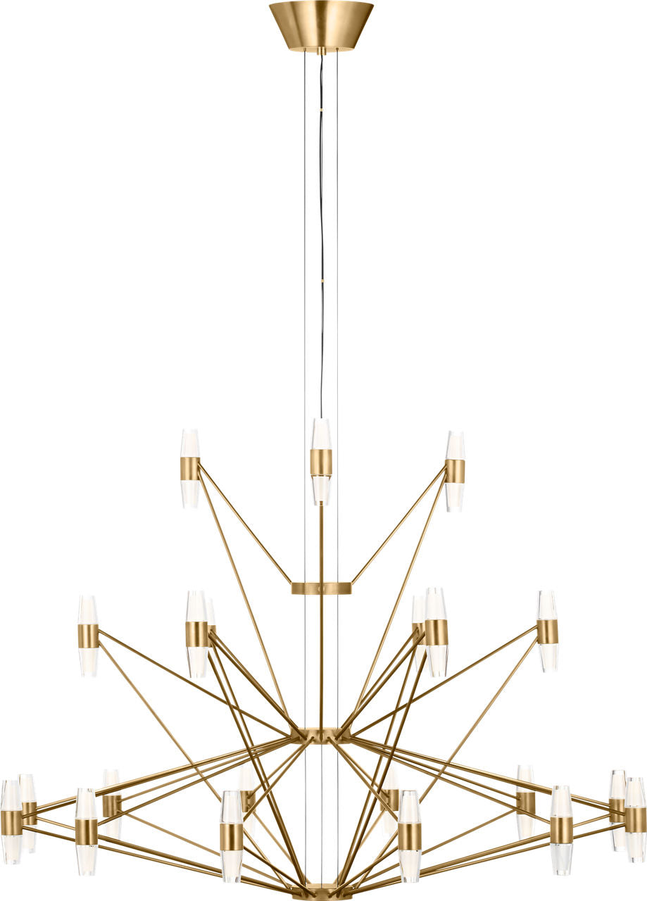 Lassell Three Tier Tall X-Large Chandelier | Natural Brass 2700K 120V