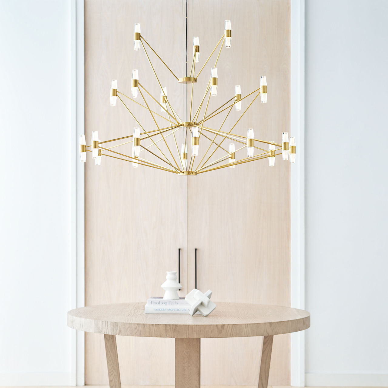 Lassell Three Tier Tall X-Large Chandelier | Natural Brass 2700K 120V