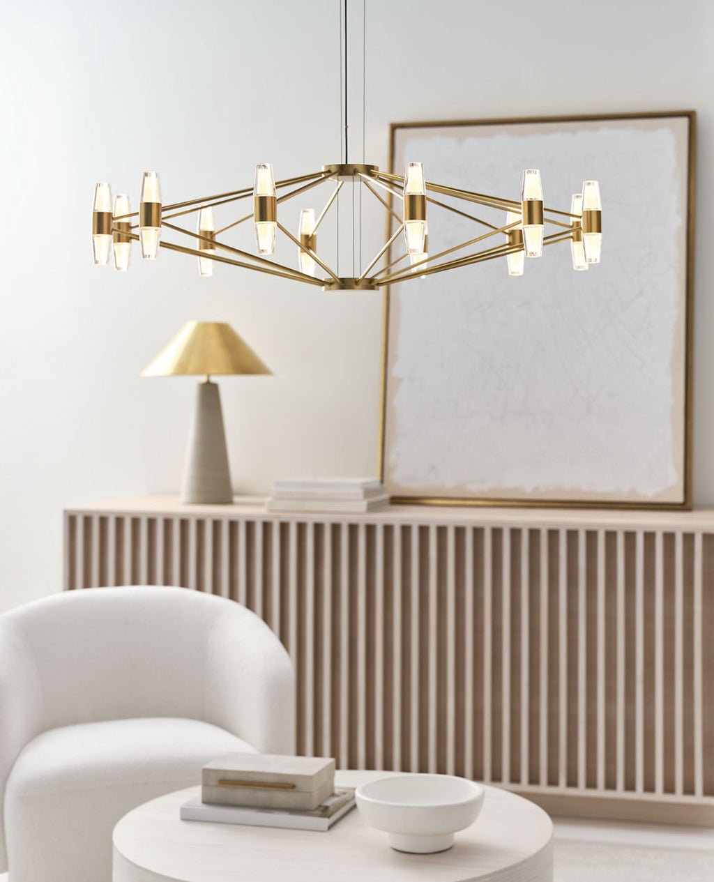 Lassell Large Chandelier | Natural Brass 2700K 120V