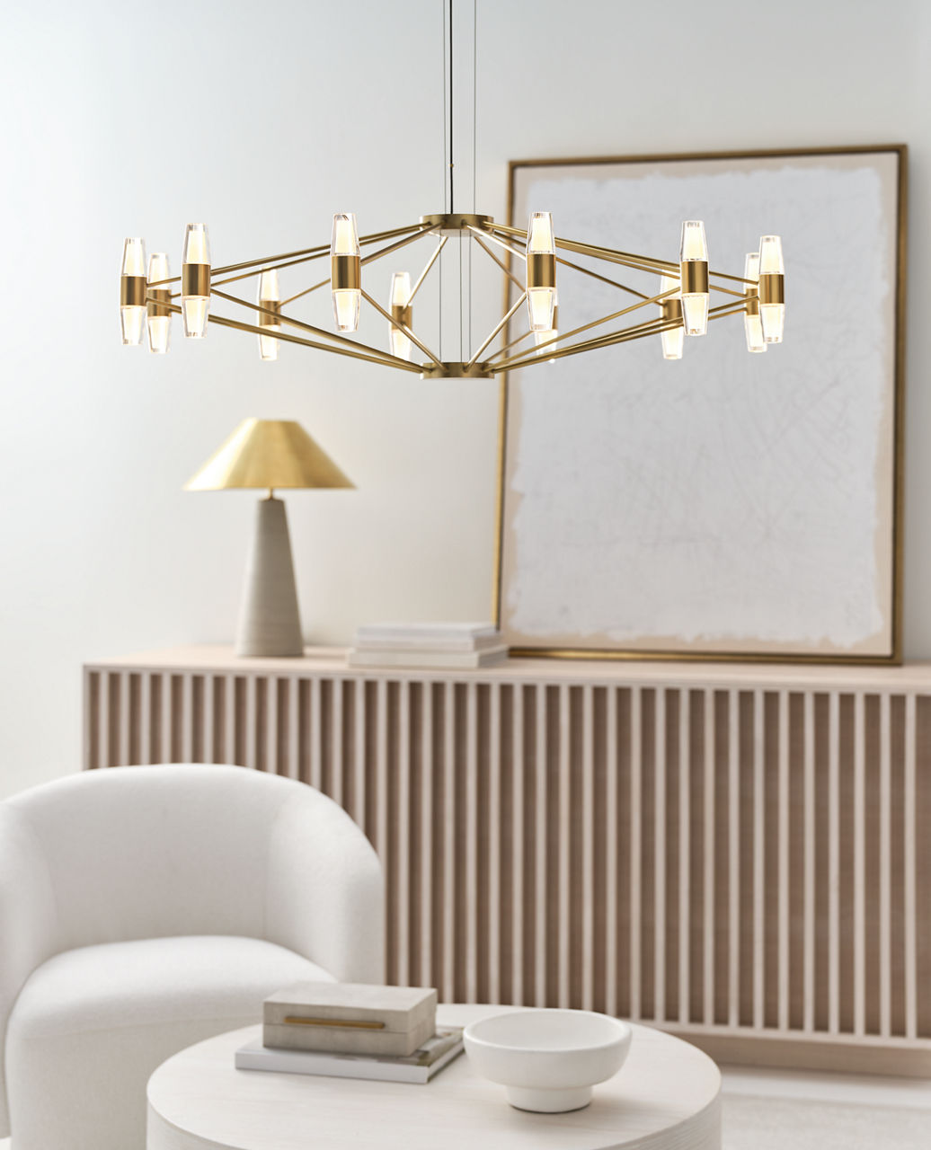 Lassell Large Chandelier | Natural Brass 2700K 120V