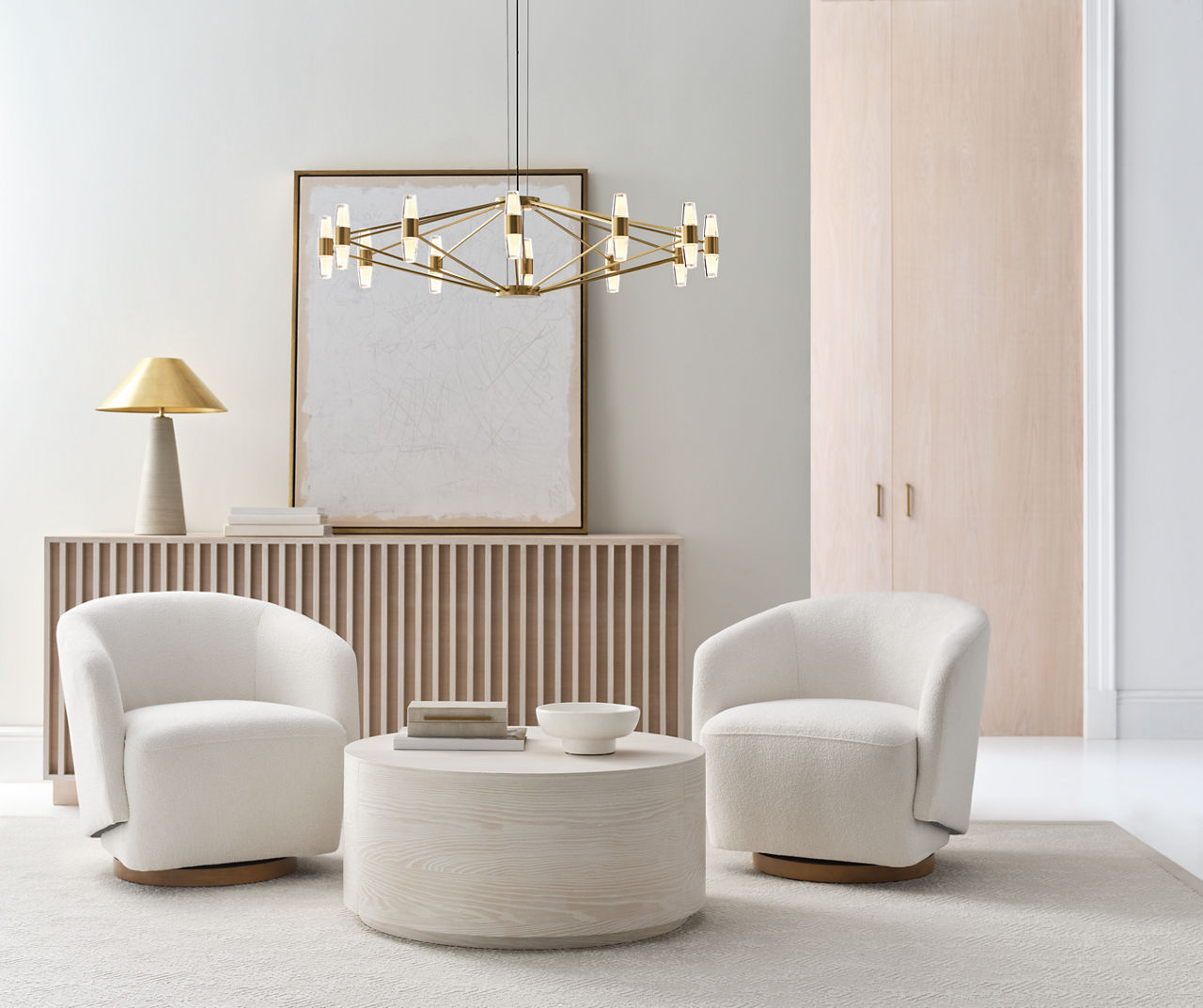 Lassell Large Chandelier | Natural Brass 2700K 120V