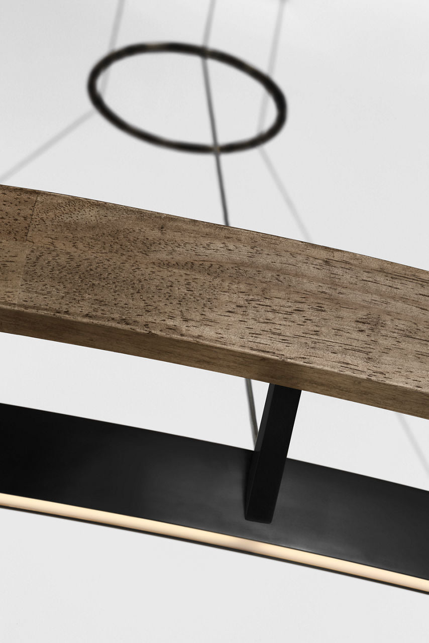 Grace 65 Chandelier Matte Black/weathered oak wood 3000K 90 CRI