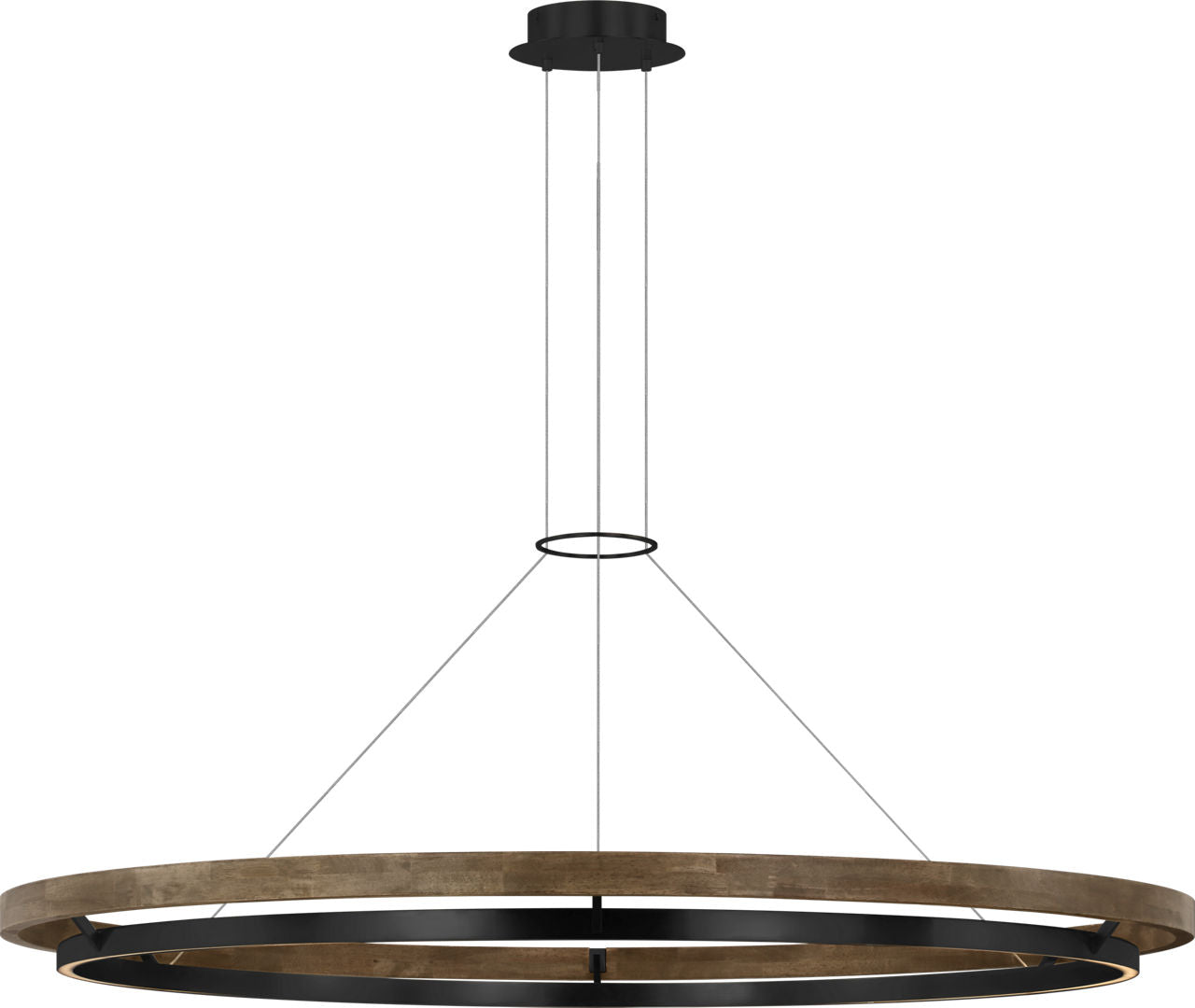 Grace 65 Chandelier Matte Black/weathered oak wood 3000K 90 CRI