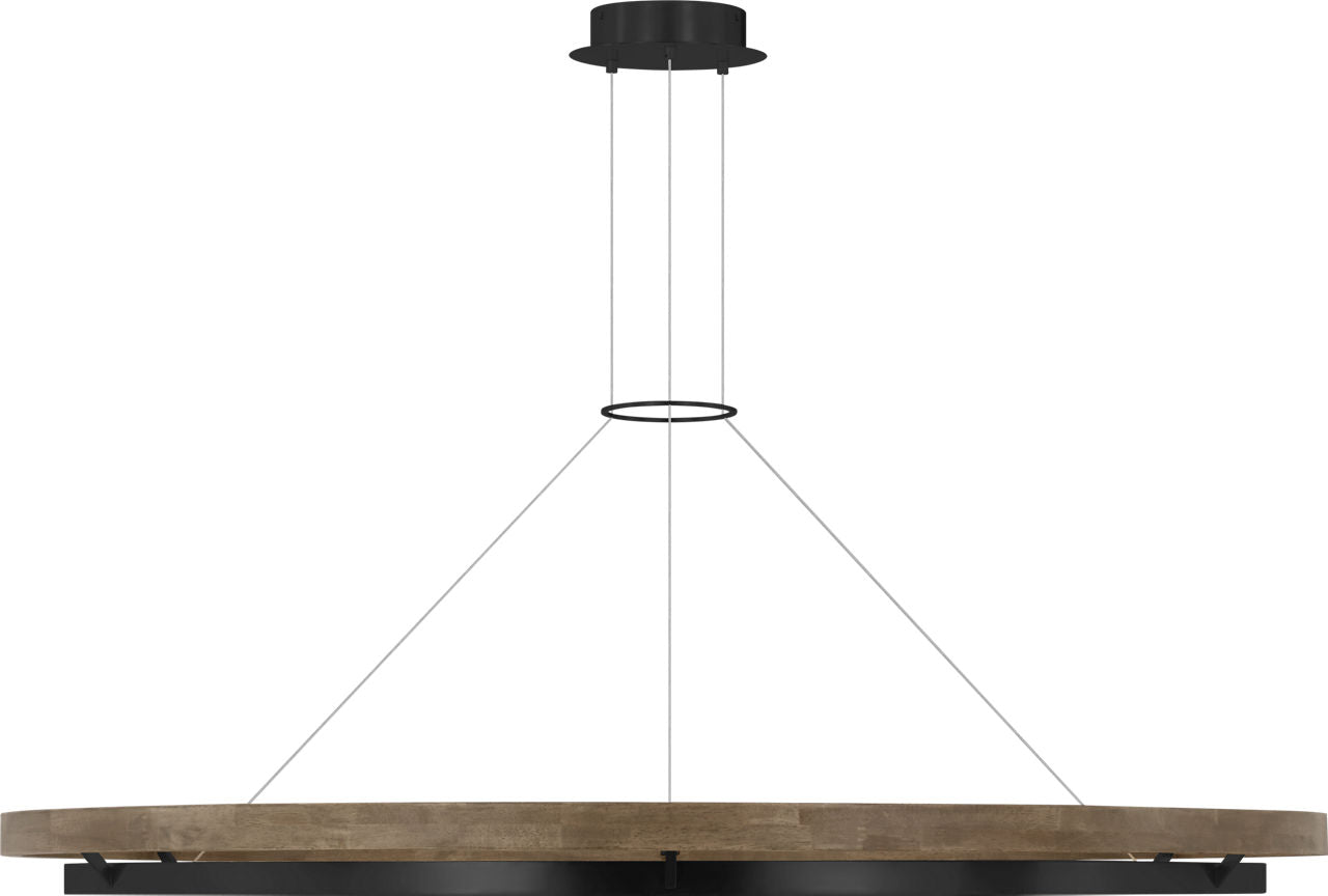 Grace 65 Chandelier Matte Black/weathered oak wood 3000K 90 CRI