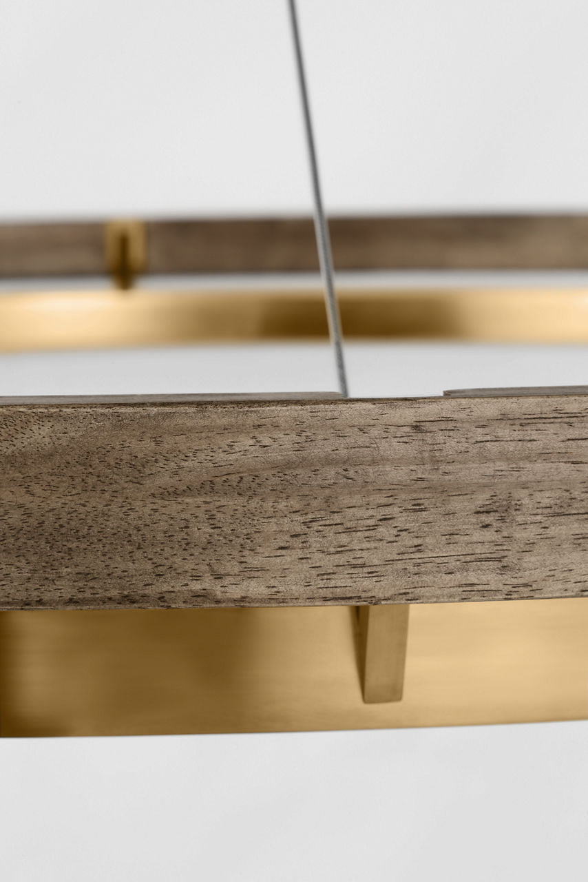 Grace 65 Chandelier Natural Brass/ weathered oak 3000K 90 CRI