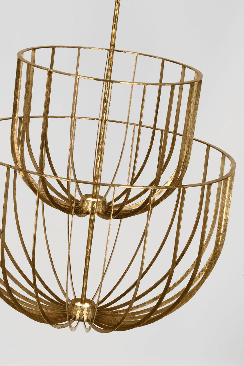 Sanchi Large Two Tier Chandelier Polished antique Brass 2700K 90 CRI