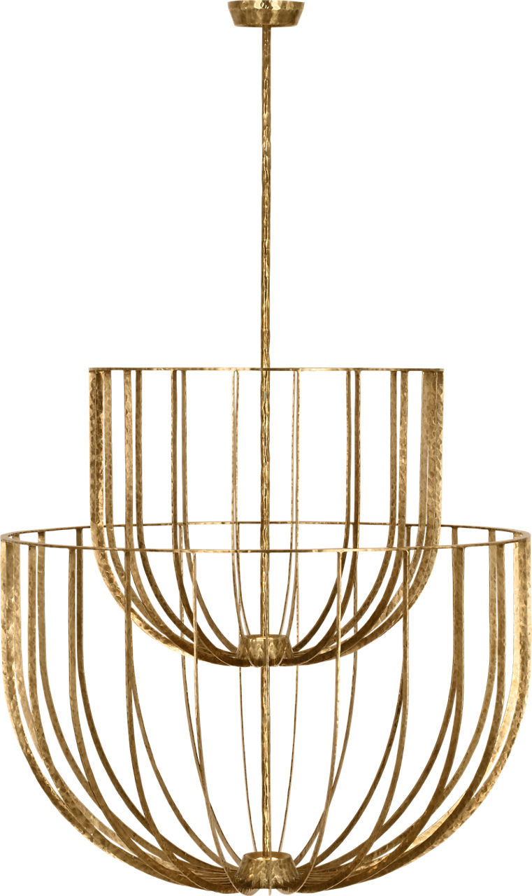 Sanchi Large Two Tier Chandelier Polished antique Brass 2700K 90 CRI