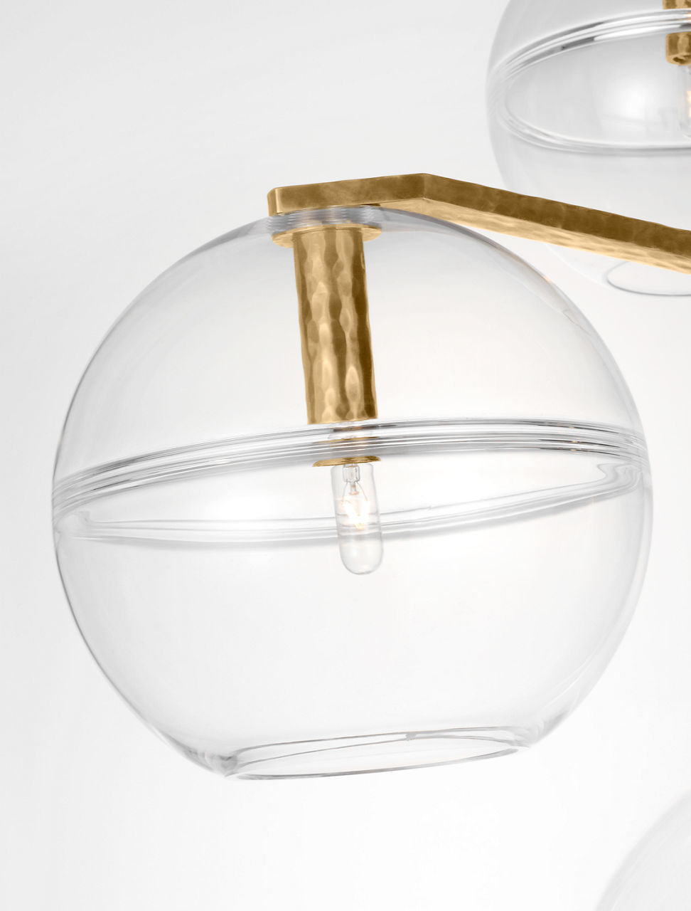 Lowing Grande Chandelier | Clear Polished Antique Brass Bulb Not Included
