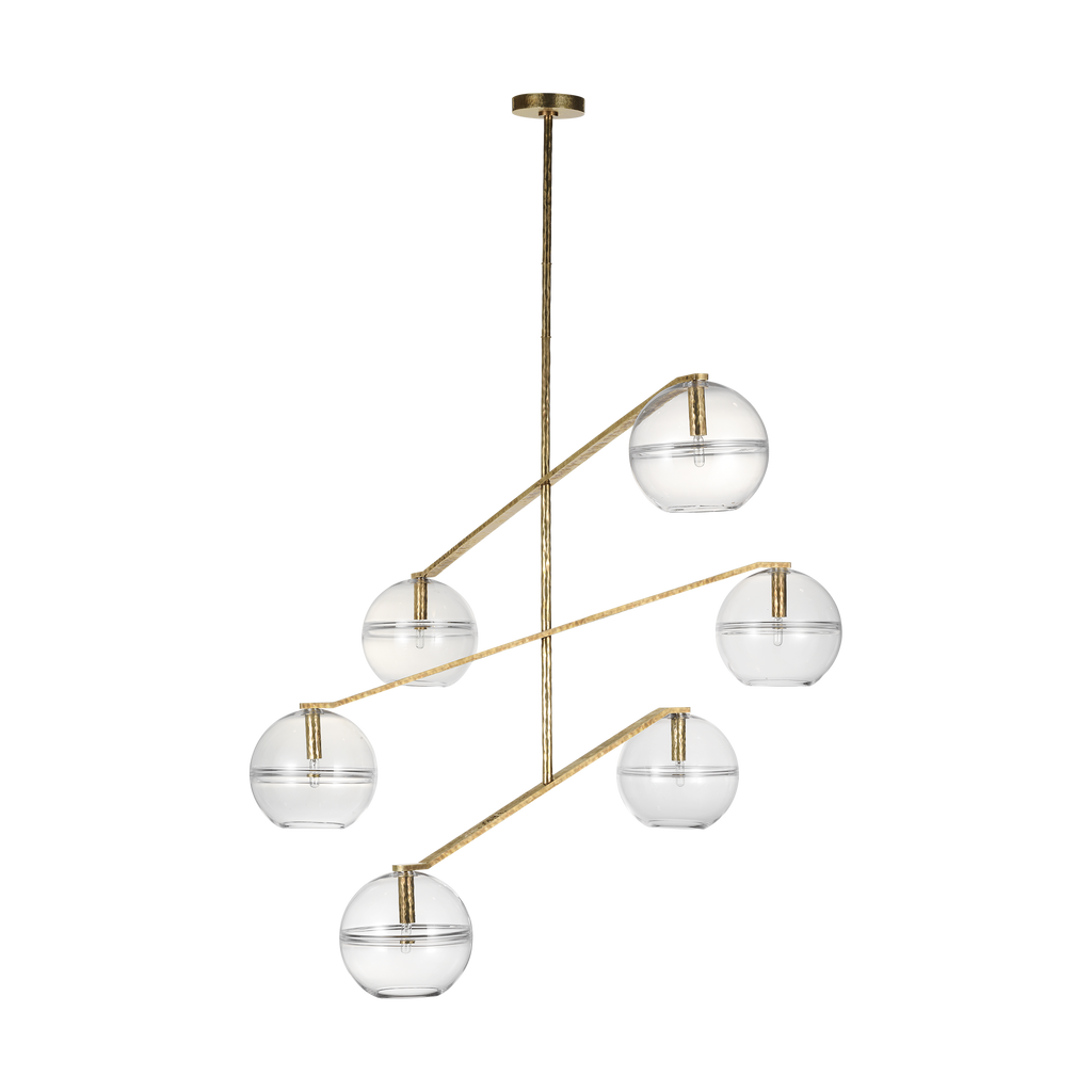 Lowing Grande Chandelier | Clear Polished Antique Brass Bulb Not Included