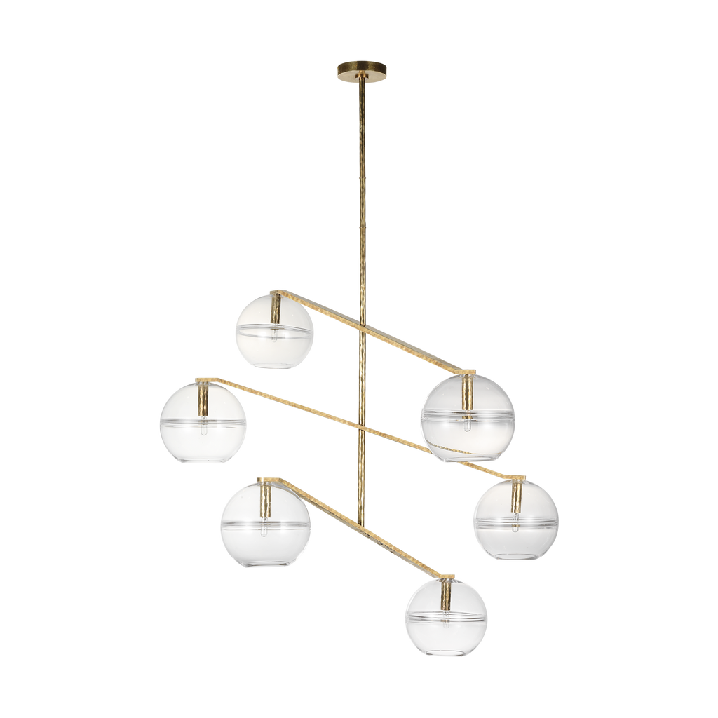Lowing Grande Chandelier | Clear Polished Antique Brass Bulb Not Included