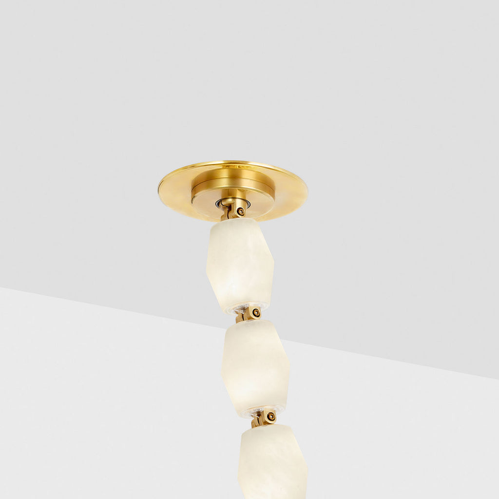 Collier Alabaster 240 Chandelier | Hand-Rubbed Antique Brass 3000K Remote 120V