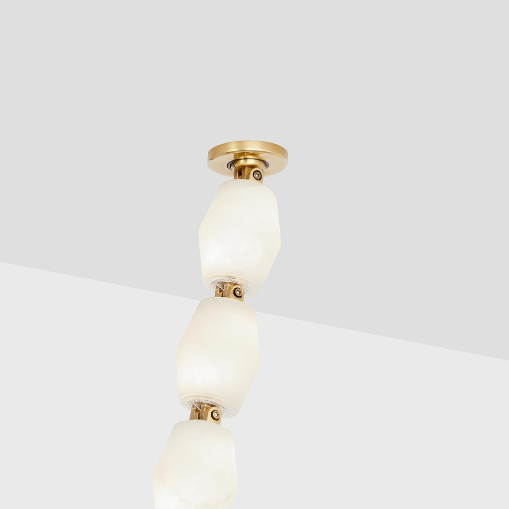 Collier Alabaster 240 Chandelier | Hand-Rubbed Antique Brass 2700K Remote 120V