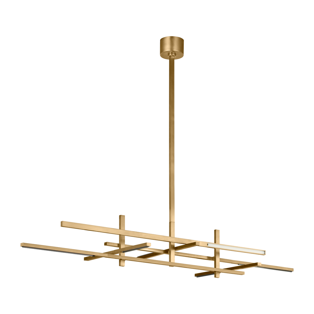 Cityscape Stacked X-Large Linear Chandelier Clear Crystal Hand Rubbed Antique Brass 2700K 90 CRI