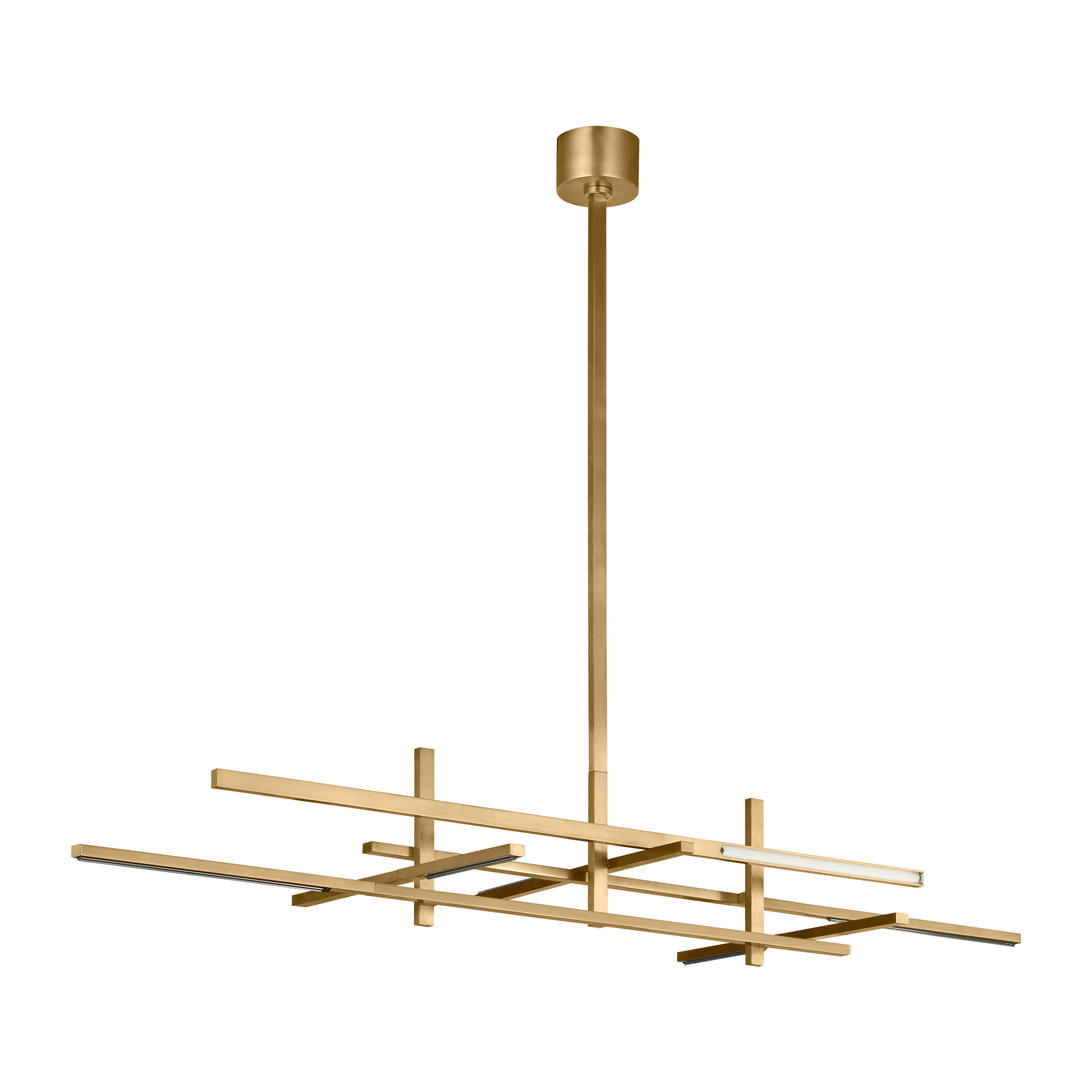 Cityscape Stacked X-Large Linear Chandelier Clear Crystal Hand Rubbed Antique Brass 2700K 90 CRI