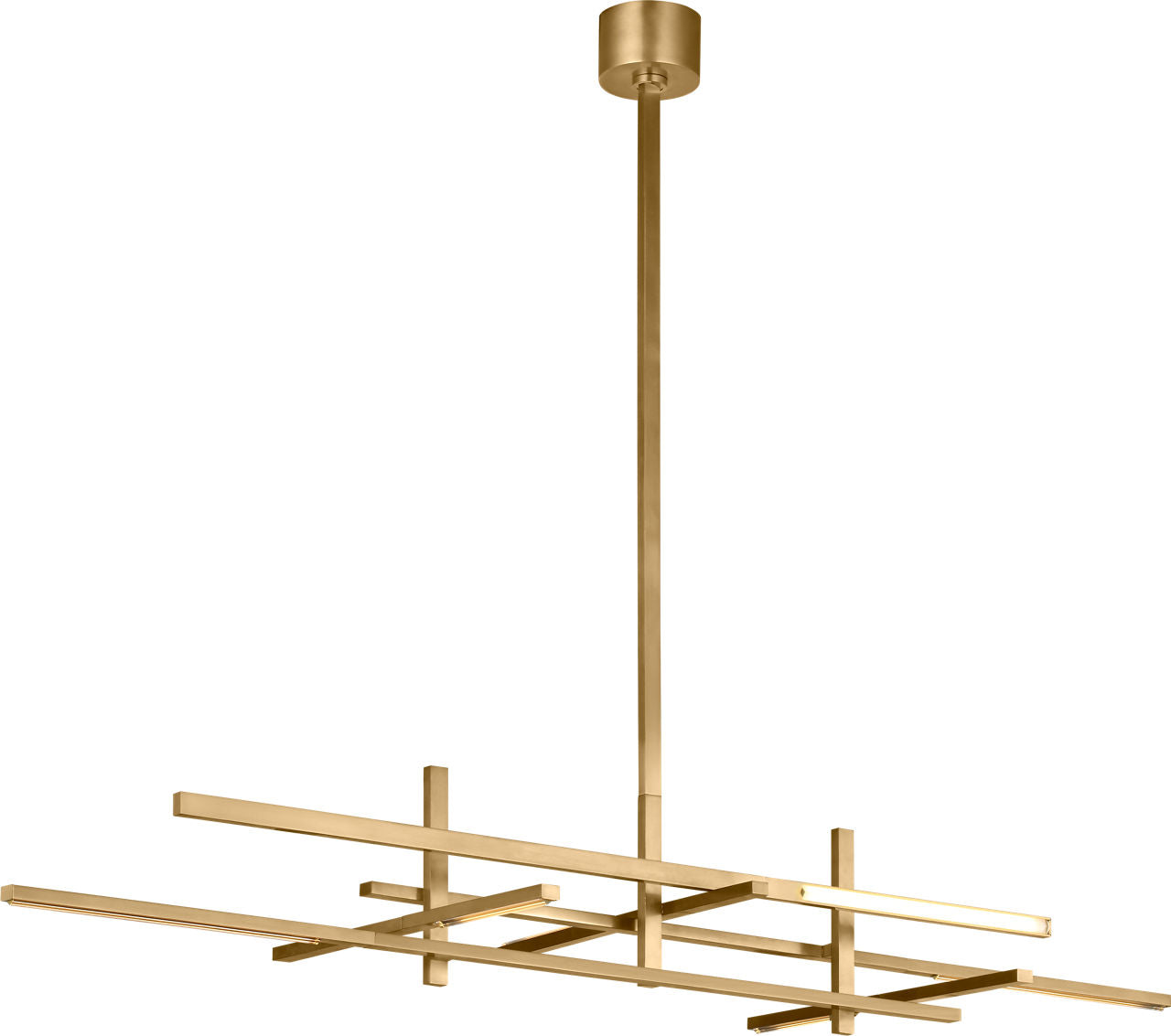 Cityscape Stacked X-Large Linear Chandelier Clear Crystal Hand Rubbed Antique Brass 2700K 90 CRI
