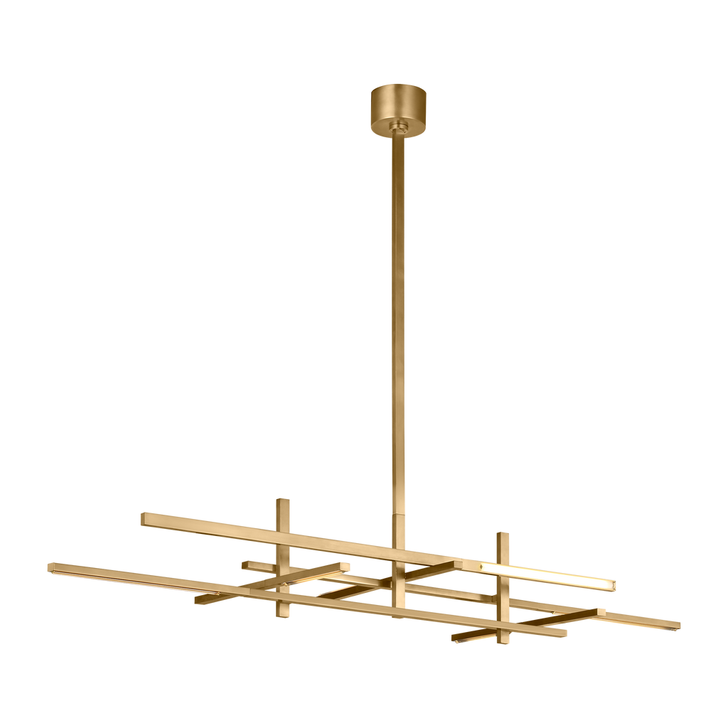 Cityscape Stacked X-Large Linear Chandelier Clear Crystal Hand Rubbed Antique Brass 2700K 90 CRI
