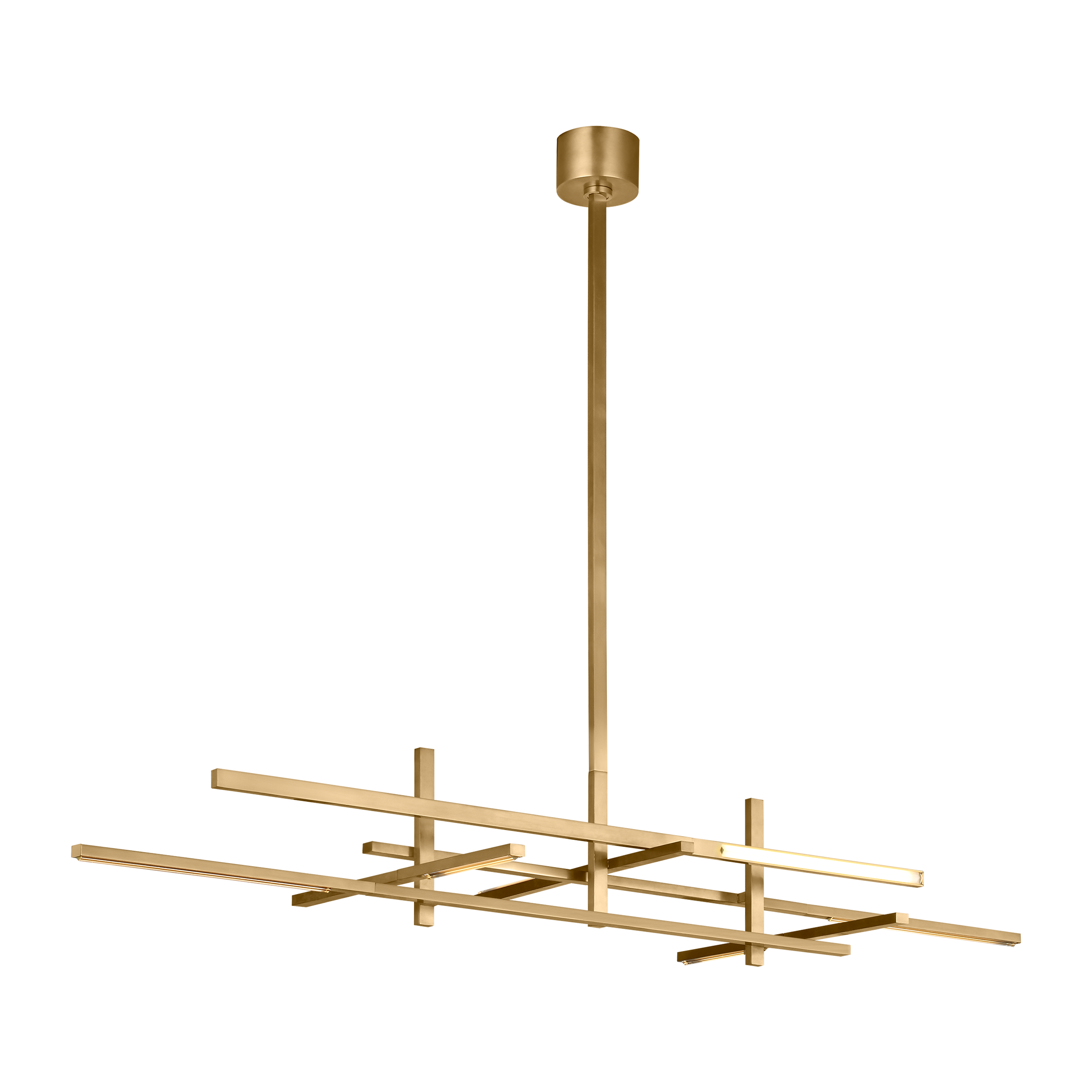 Cityscape Stacked X-Large Linear Chandelier Clear Crystal Hand Rubbed Antique Brass 2700K 90 CRI