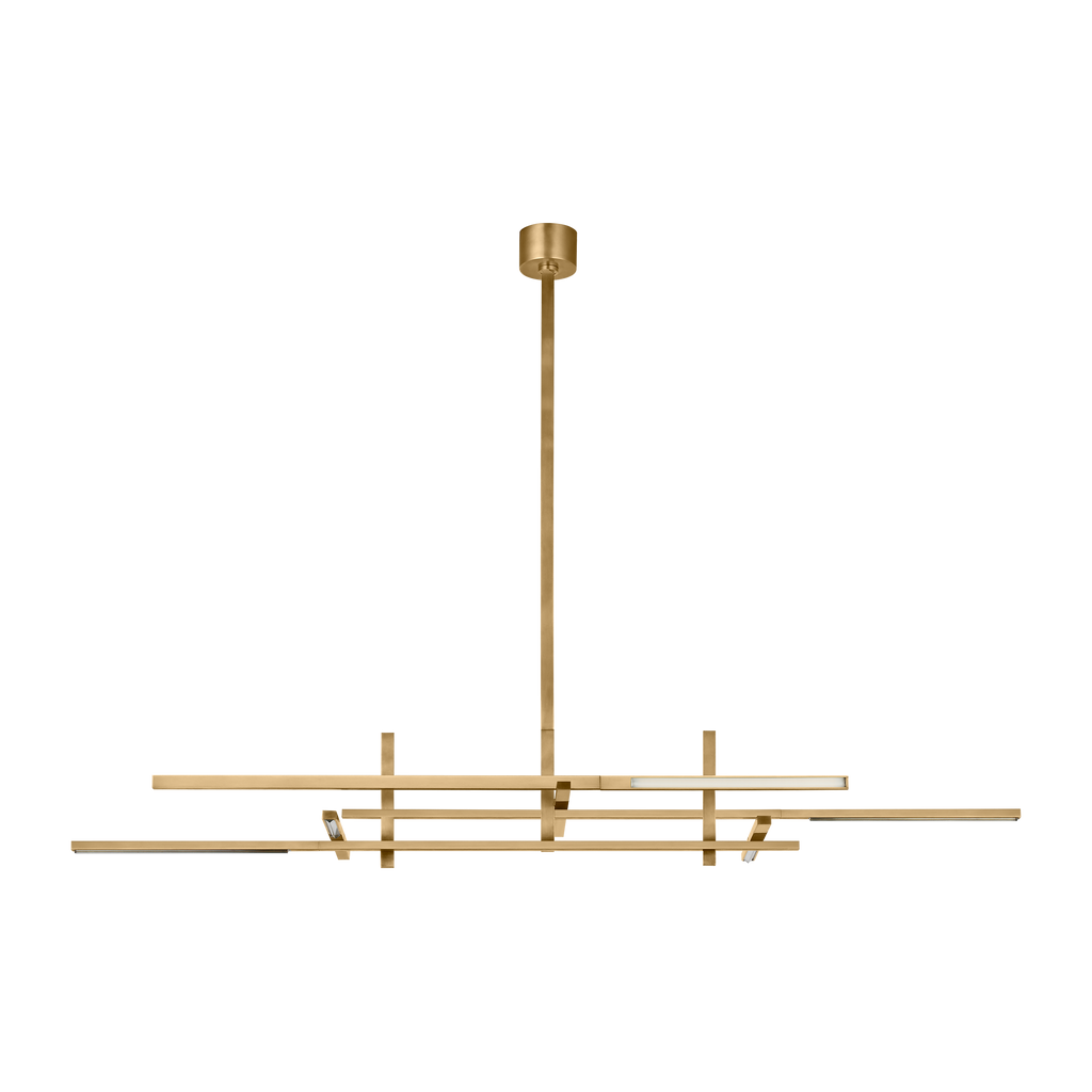 Cityscape Stacked X-Large Linear Chandelier Clear Crystal Hand Rubbed Antique Brass 2700K 90 CRI