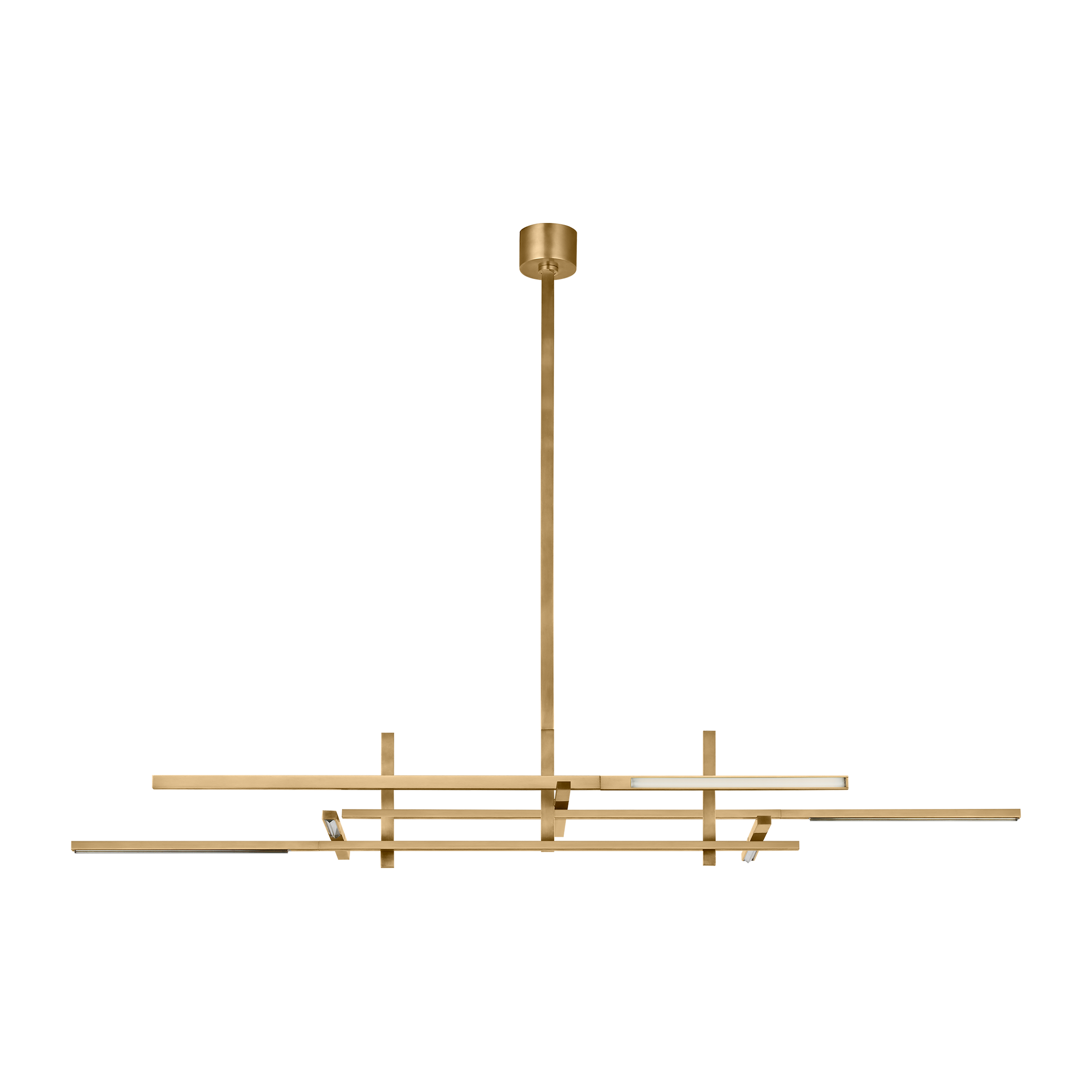 Cityscape Stacked X-Large Linear Chandelier Clear Crystal Hand Rubbed Antique Brass 2700K 90 CRI