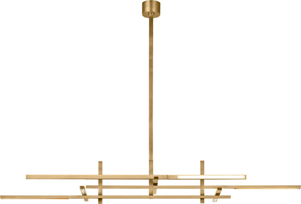 Cityscape Stacked X-Large Linear Chandelier Clear Crystal Hand Rubbed Antique Brass 2700K 90 CRI