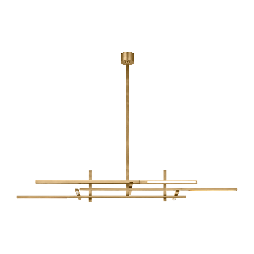 Cityscape Stacked X-Large Linear Chandelier Clear Crystal Hand Rubbed Antique Brass 2700K 90 CRI