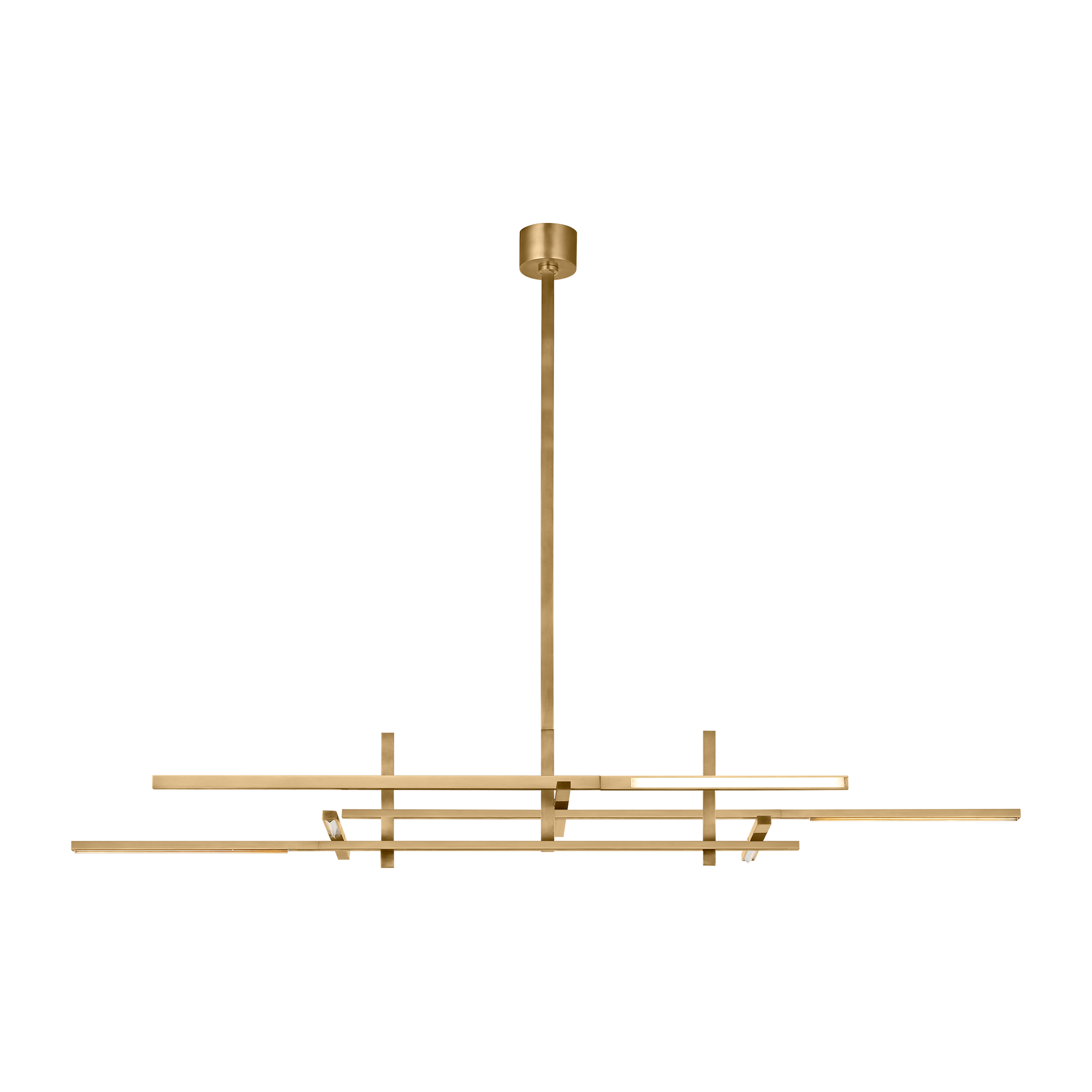Cityscape Stacked X-Large Linear Chandelier Clear Crystal Hand Rubbed Antique Brass 2700K 90 CRI