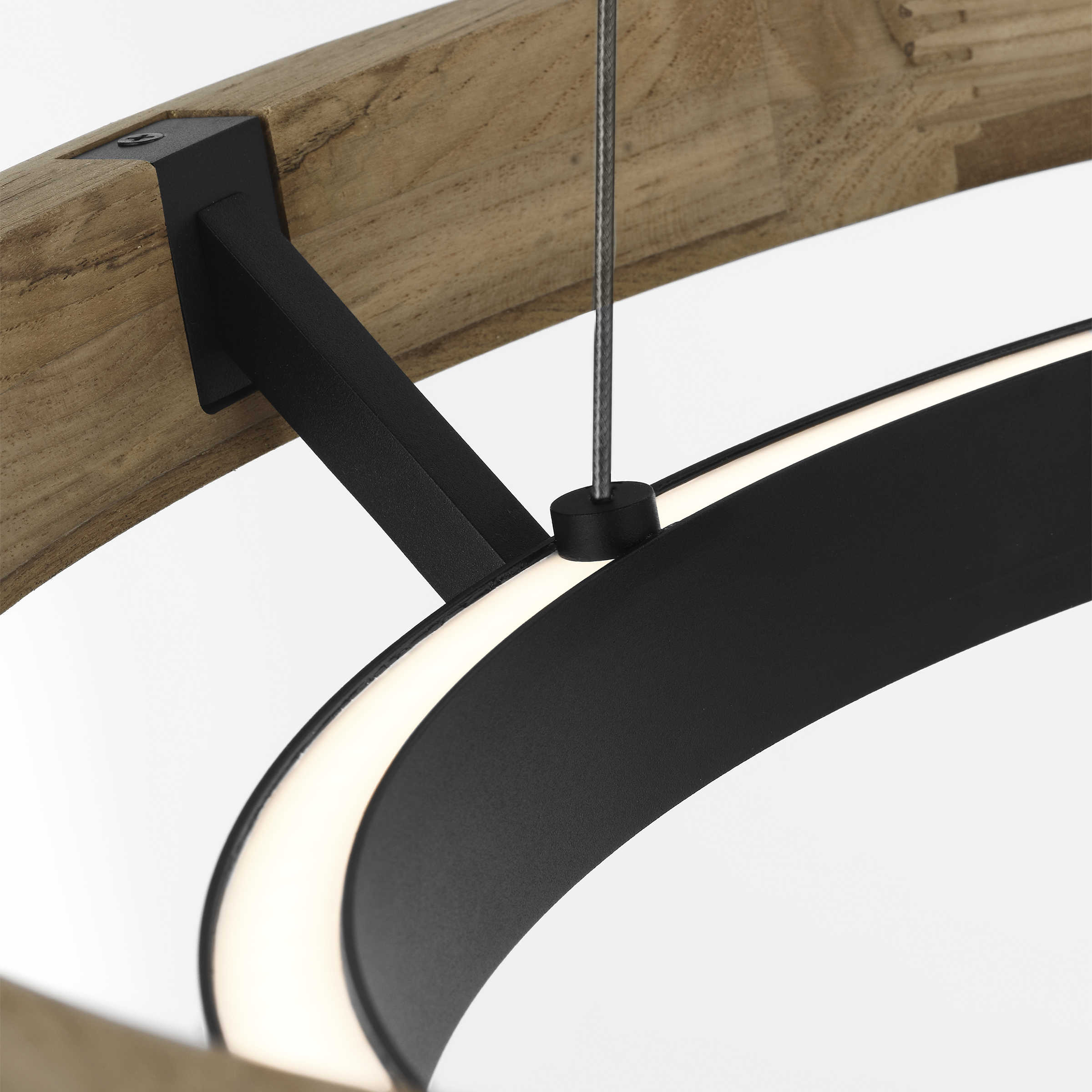 Grace 24 Outdoor Chandelier textured Black and teak wood 3000K 90 CRI
