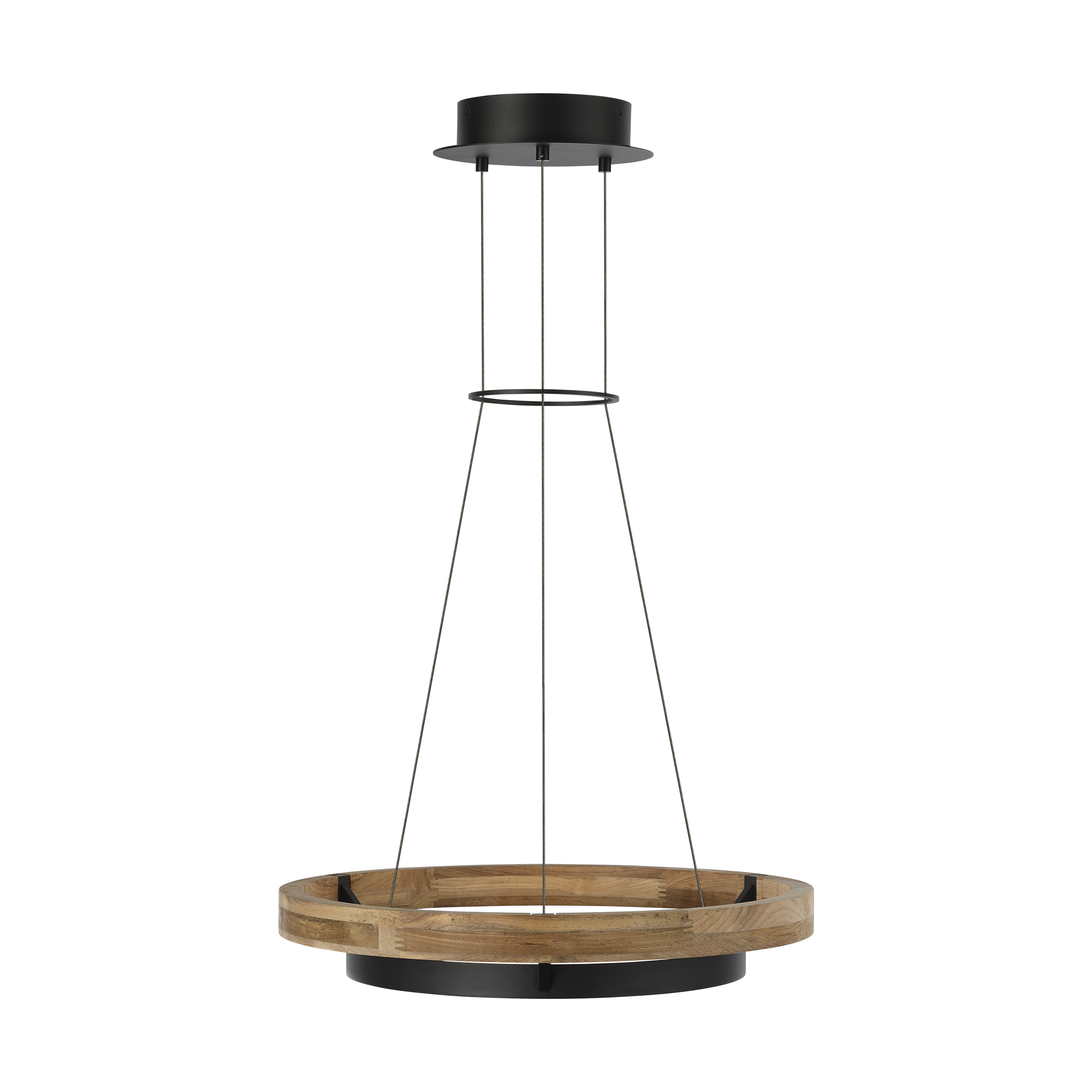 Grace 24 Outdoor Chandelier textured Black and teak wood 3000K 90 CRI